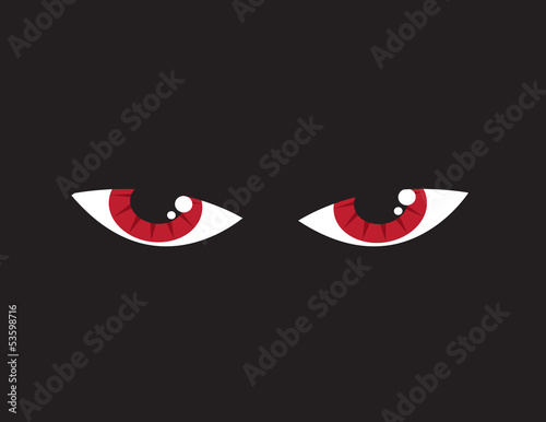 Two large red angry eyes