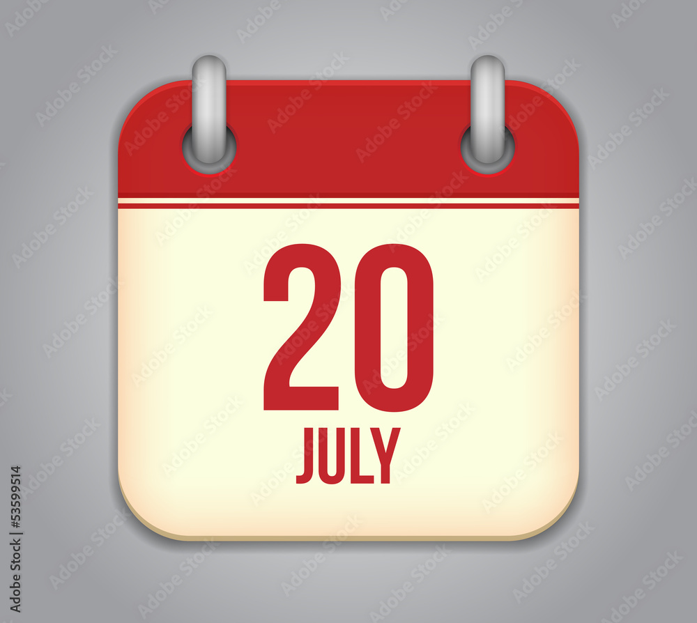 Vector calendar app icon 20 july