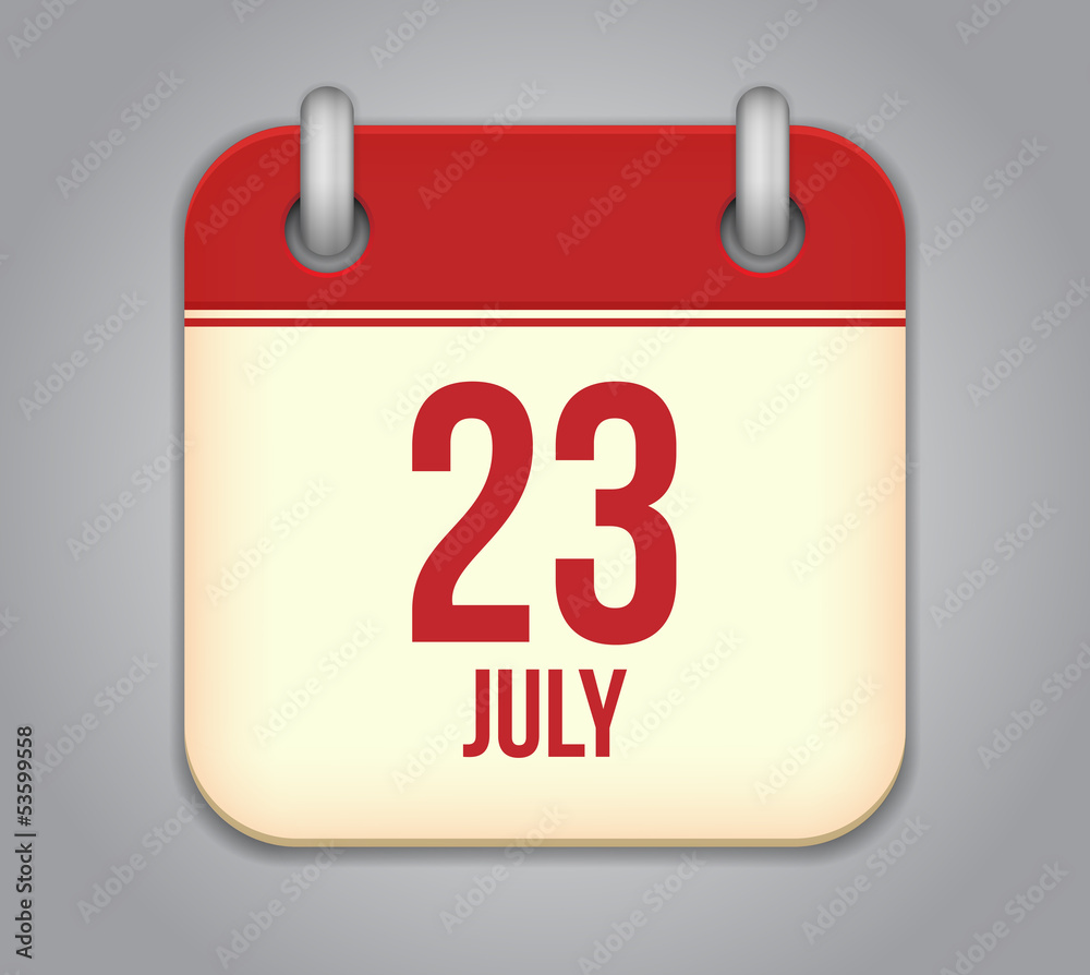Vector calendar app icon 23 july Vector calendar app icon 23 july