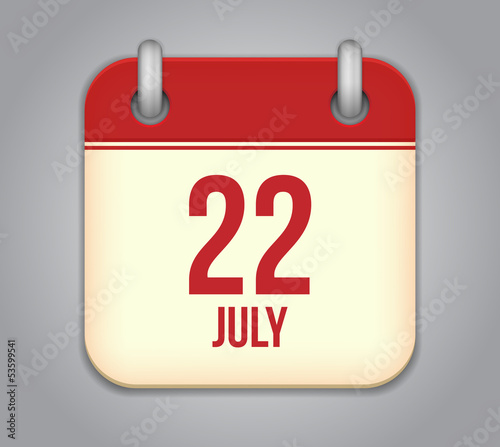 Vector calendar app icon 22 july