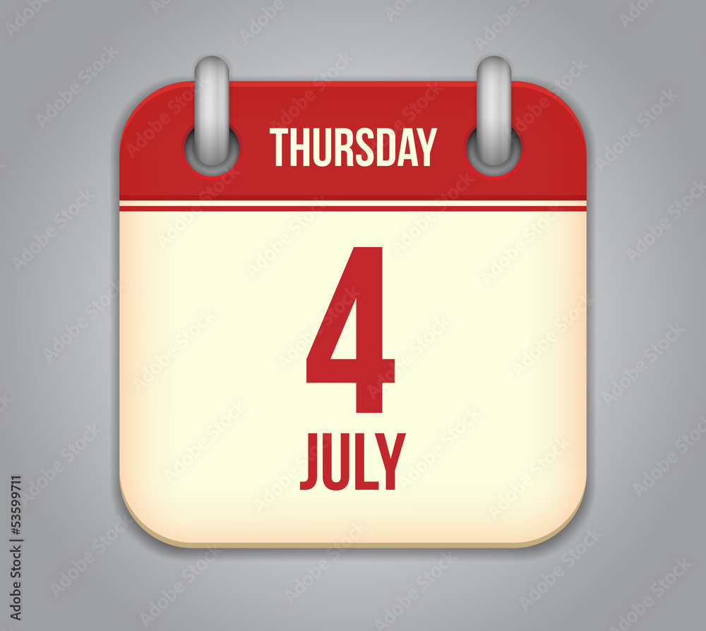 Vector calendar app icon 4 july Vector calendar app icon 4 july