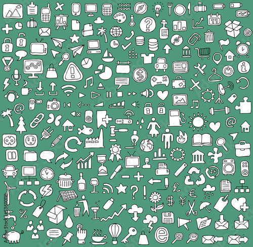 Big doodled web and mobile icons collection