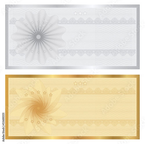 Gift certificate / Voucher / Coupon template. Gold, silver