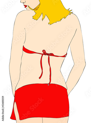 Donna in costume da bagno rosso