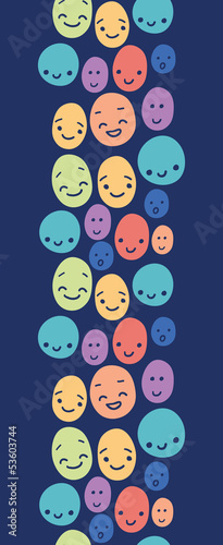 Vector funny faces vertical seamless pattern background border
