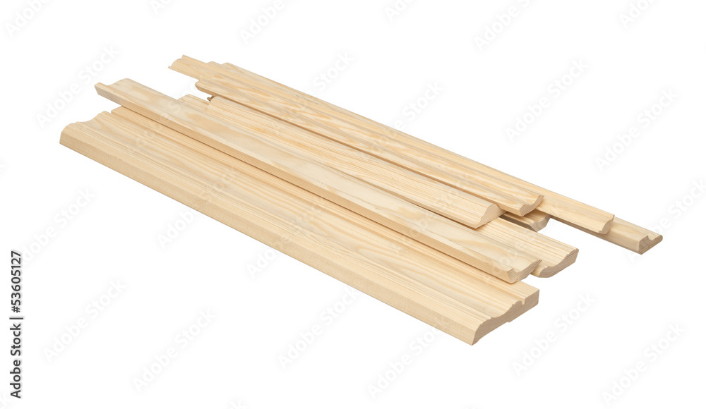 Wooden skirting boards isolated over white with clipping path.