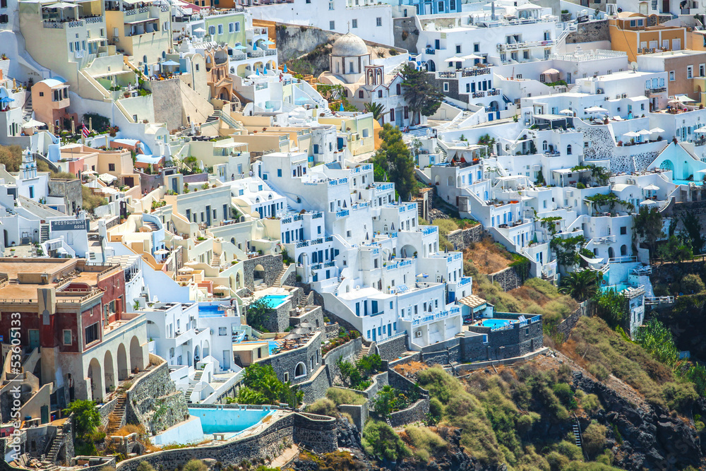 Amazing overall view of Fira village on the island of Santorini