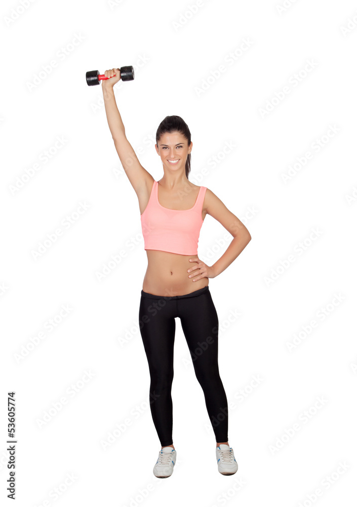 Attractive brunette girl tightening their muscles Attractive brunette girl tightening their muscles