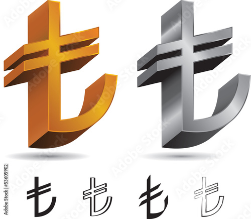 Set of Turkish Lira Signs