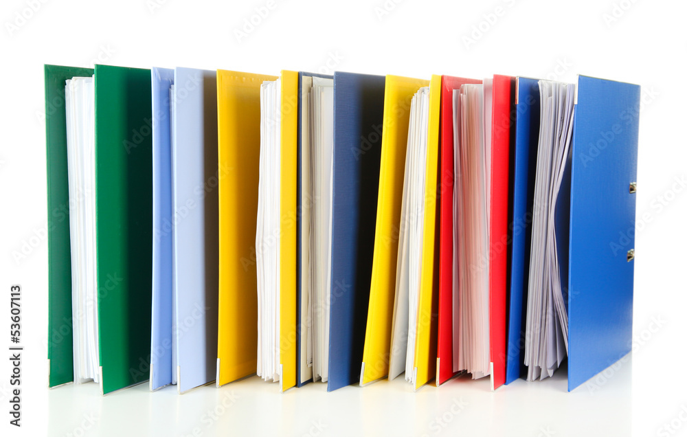 Bright office folders isolated on white Bright office folders isolated on white