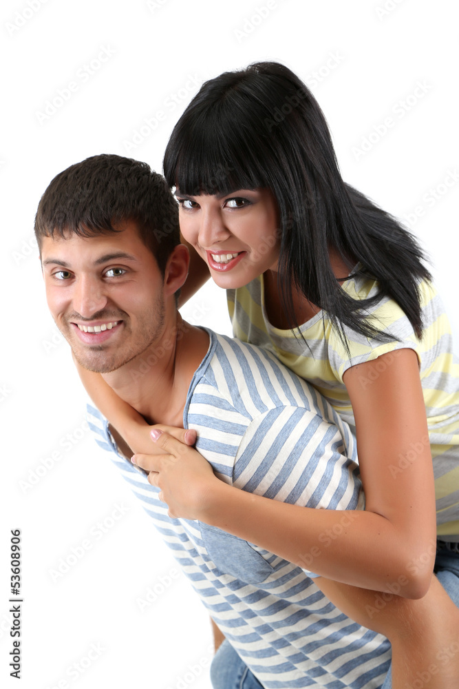 Beautiful loving couple together isolated on white Beautiful loving couple together isolated on white