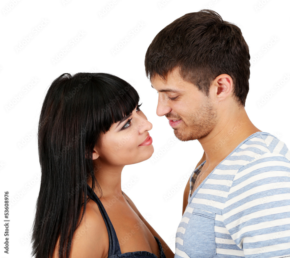 Beautiful loving couple together isolated on white Beautiful loving couple together isolated on white
