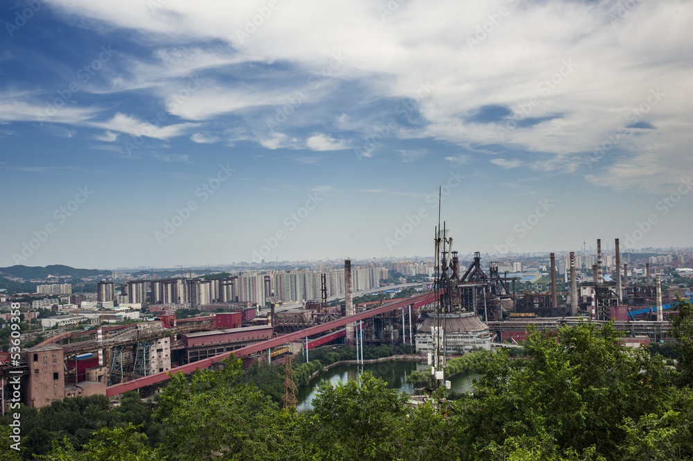 Panoramic view of a abandoned steel works, Beijing
