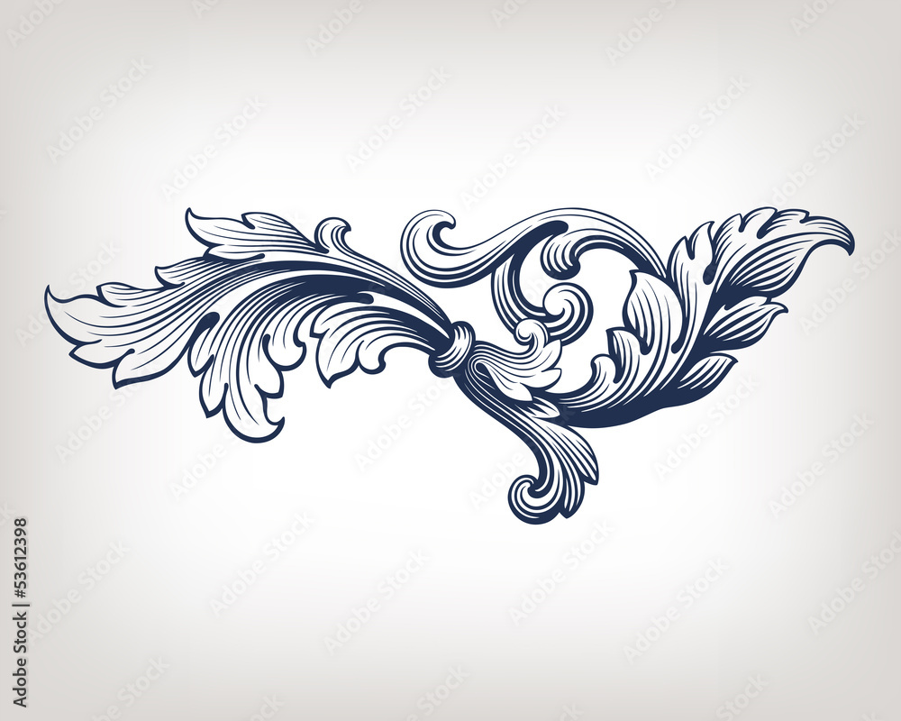 vector vintage Baroque frame scroll pattern