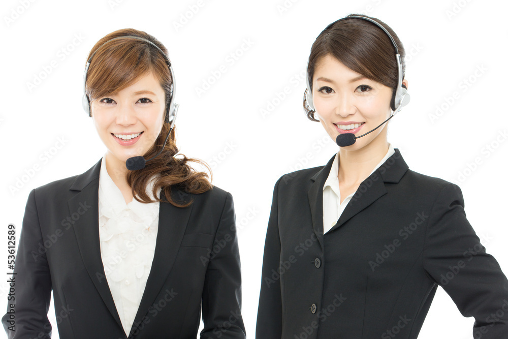 Beautiful asian business operator isolated on white background Beautiful asian business operator isolated on white background
