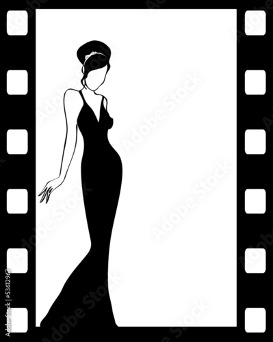 the Vector vintage retro woman silhouette background