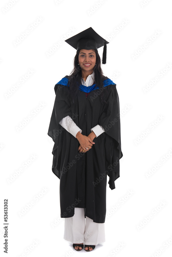 female indian graduate isolated on white background full body an female indian graduate isolated on white background full body an