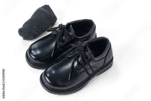 Black shoes with grey socks