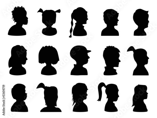 Children Profile Silhouettes