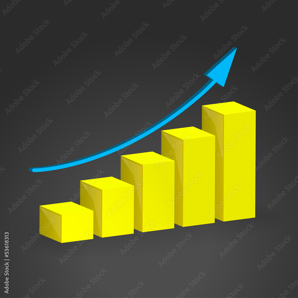 3D Growth bar graph. Vector business concept. 3D Growth bar graph. Vector business concept.