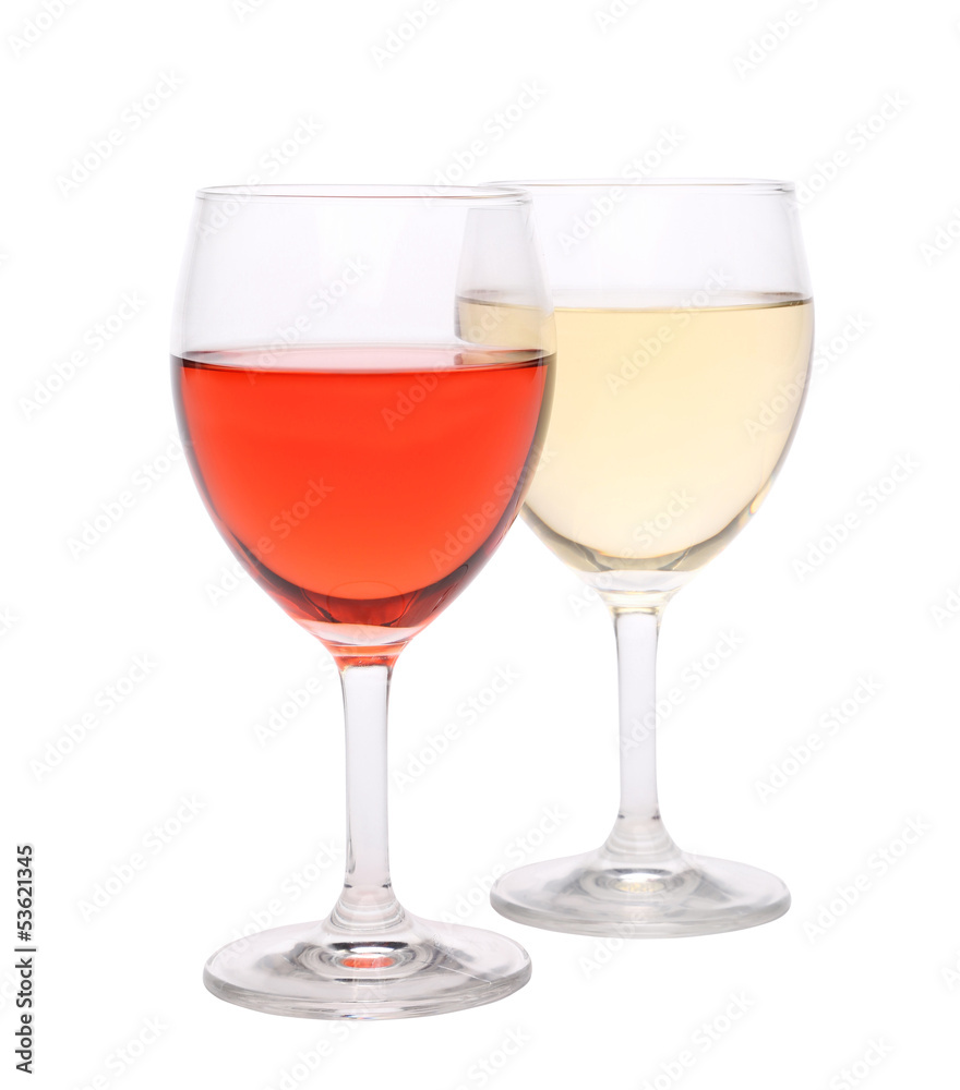 Red and white wine glasses