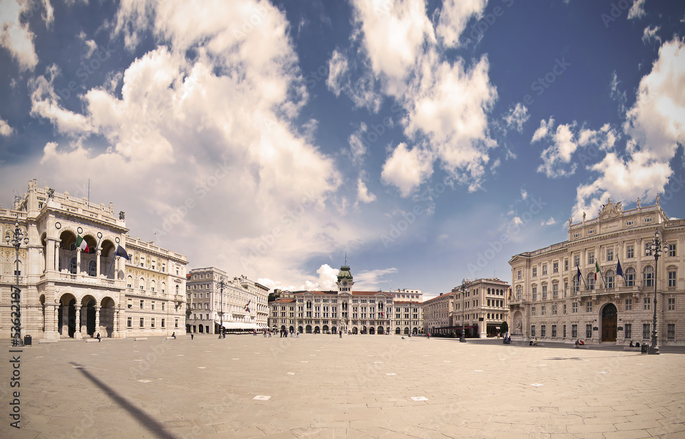 scenic view of piazza unità d'italia in trieste, italy