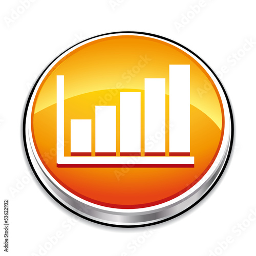 Orange statistics icon button.
