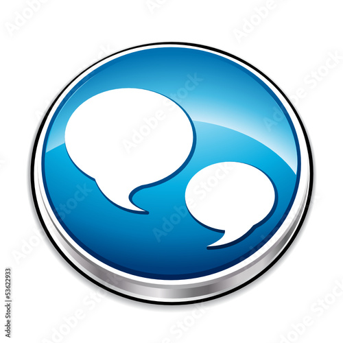 Blue quote icon button.