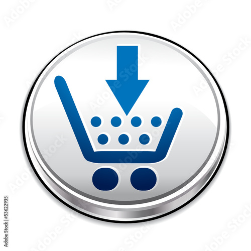 White and blue shopping cart or trolley button.