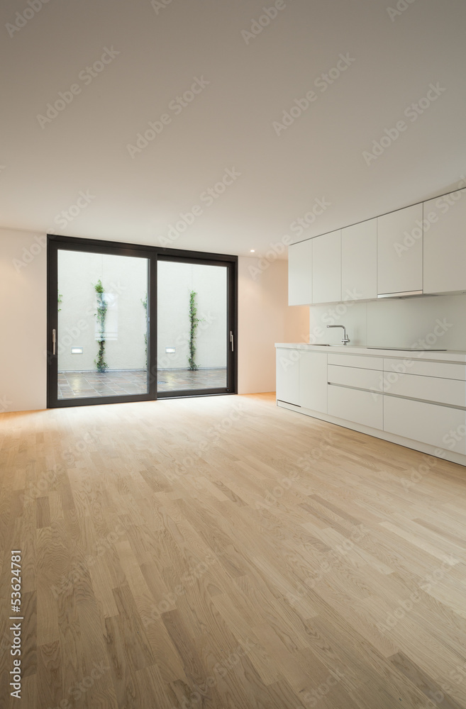 interior new house, modern white kitchen