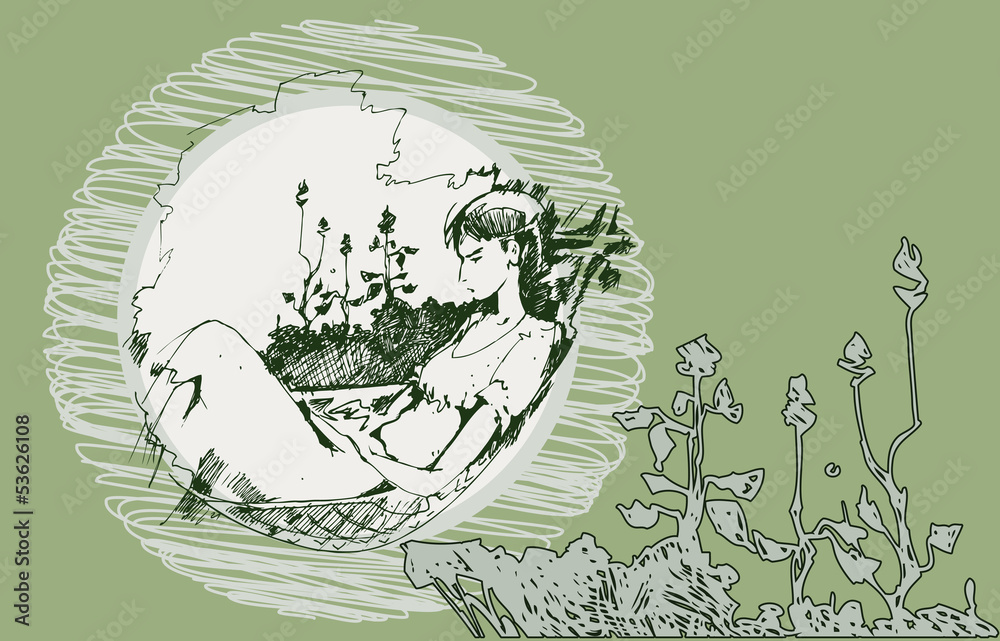 Sketch of a girl in a hammock Sketch of a girl in a hammock
