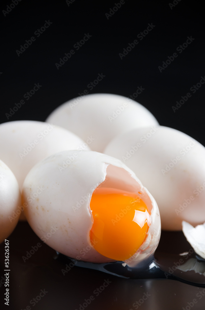 eggs isolated on black background