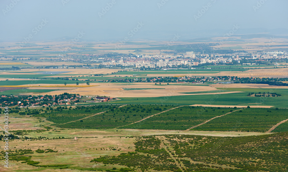 Summer field and Yambol town