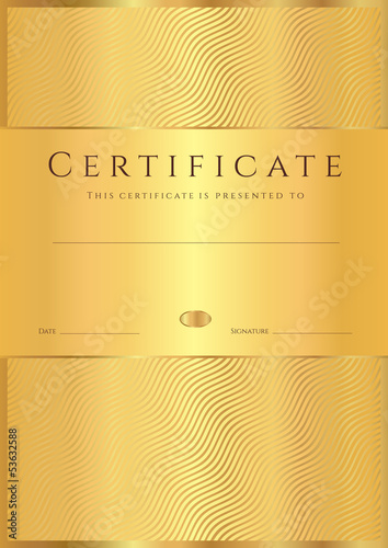 Gold Certificate / Diploma template (background). Line pattern