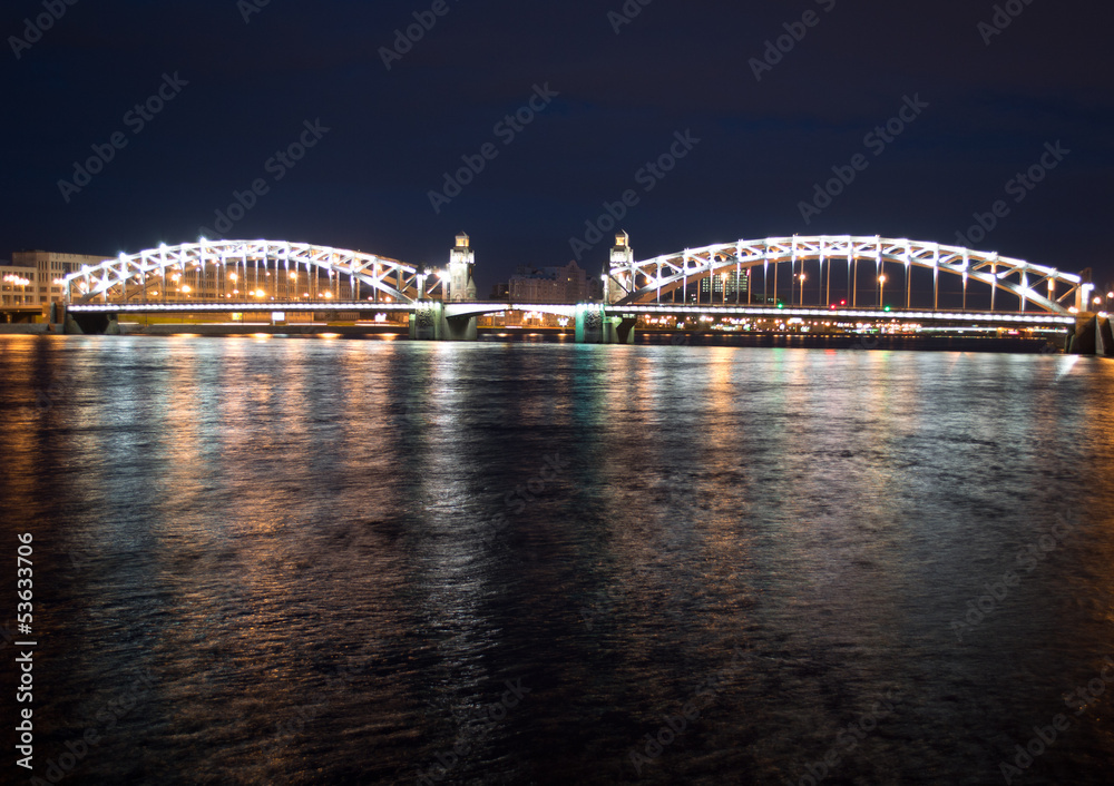 Bolsheokhtinsky bridge in the night