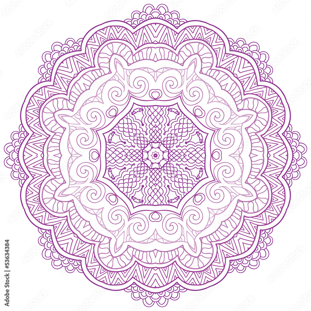 Round lace ornament isolated on white. Round lace ornament isolated on white.