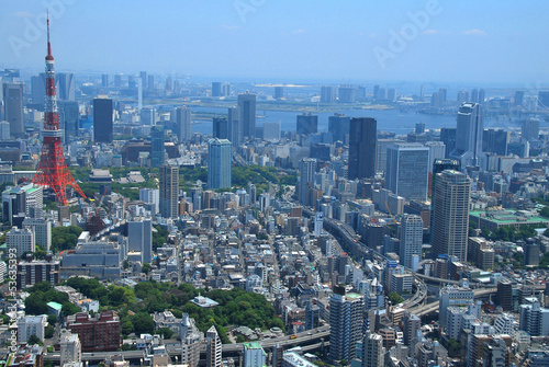 Photography Vue panoramique de Tokyo et de la tour de Tokyo