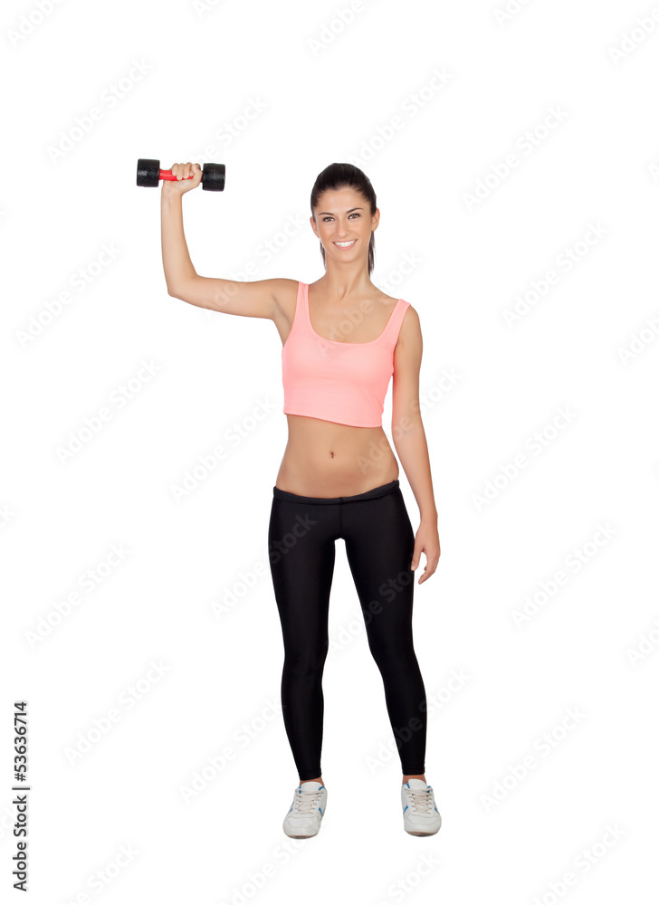 Attractive brunette girl tightening their muscles Attractive brunette girl tightening their muscles