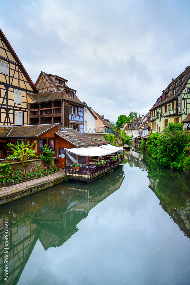 Colmar, Petit Venice, water canal and houses. Alsace, France. Colmar, Petit Venice, water canal and houses. Alsace, France.