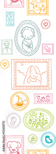 Vector family pictures vertical seamless pattern background with