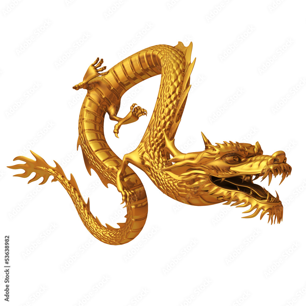 Fototapeta premium 3d render of golden dragon