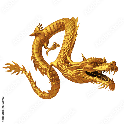 3d render of golden dragon photo