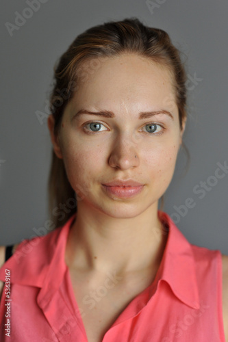 Tablou pe pânză Portrait of young model with no make up