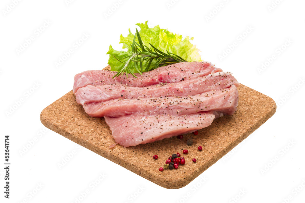 Raw pork steak