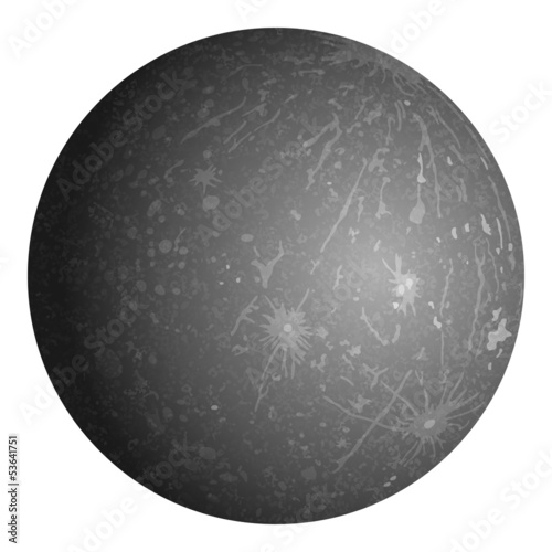 Planet Mercury, isolated on white