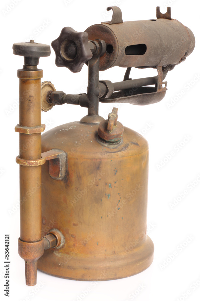 antique blowtorch isolated on white background