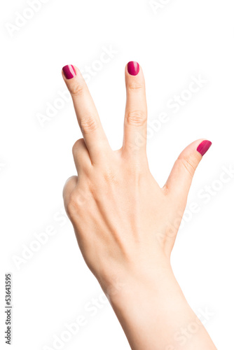 Counting three hand sign