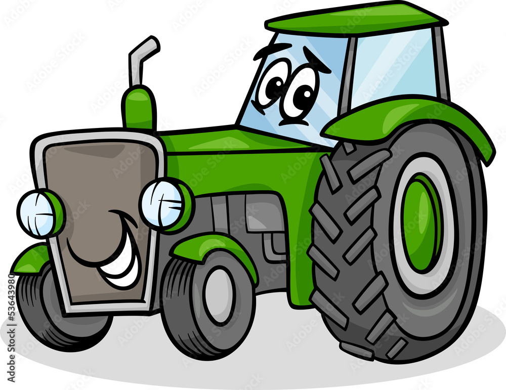 Naklejka premium tractor character cartoon illustration