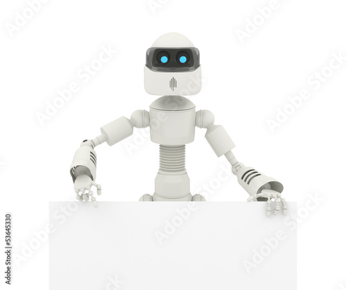 Robot with a blank sign