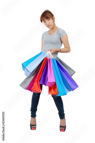 Young asian woman with shopping bags